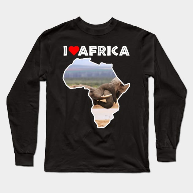 I Love Africa Elephant Tug of War Long Sleeve T-Shirt by PathblazerStudios